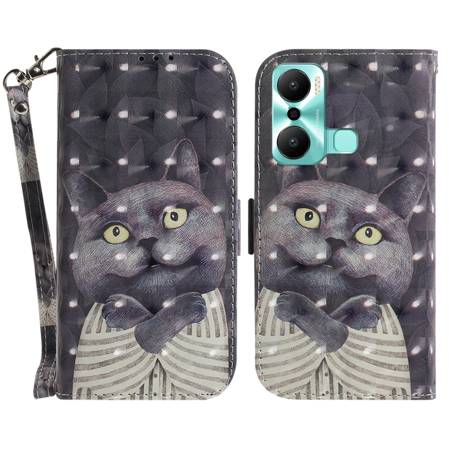 For Infinix Hot 20 Play 4G PU Leather Stand Wallet Phone Case 3D Pattern Printing Anti-scratch Phone Cover with Strap For Infinix Hot 20 Play 4G PU Leather Stand Wallet Phone Case 3D Pattern Printing Anti-scratch Phone Cover with Strap